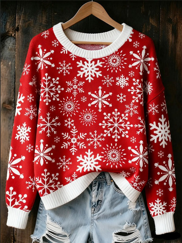 Snowflakes Christmas Sweater Cozy Holiday Cute Apparel Xmas Gifts For Girlfriend