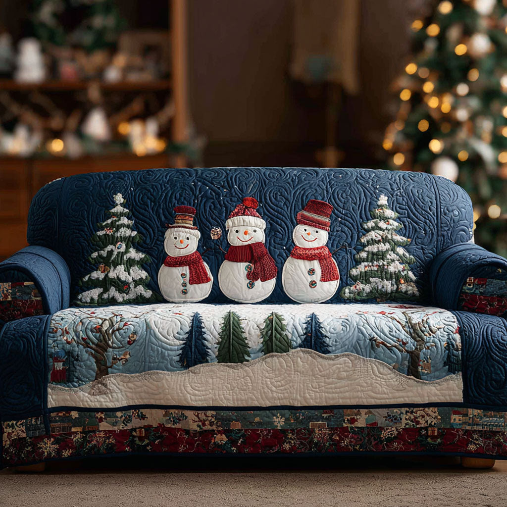 Snowland Gathering Quilted Sofa Cover Holiday Living Room Decor The Snowman Christmas Gifts