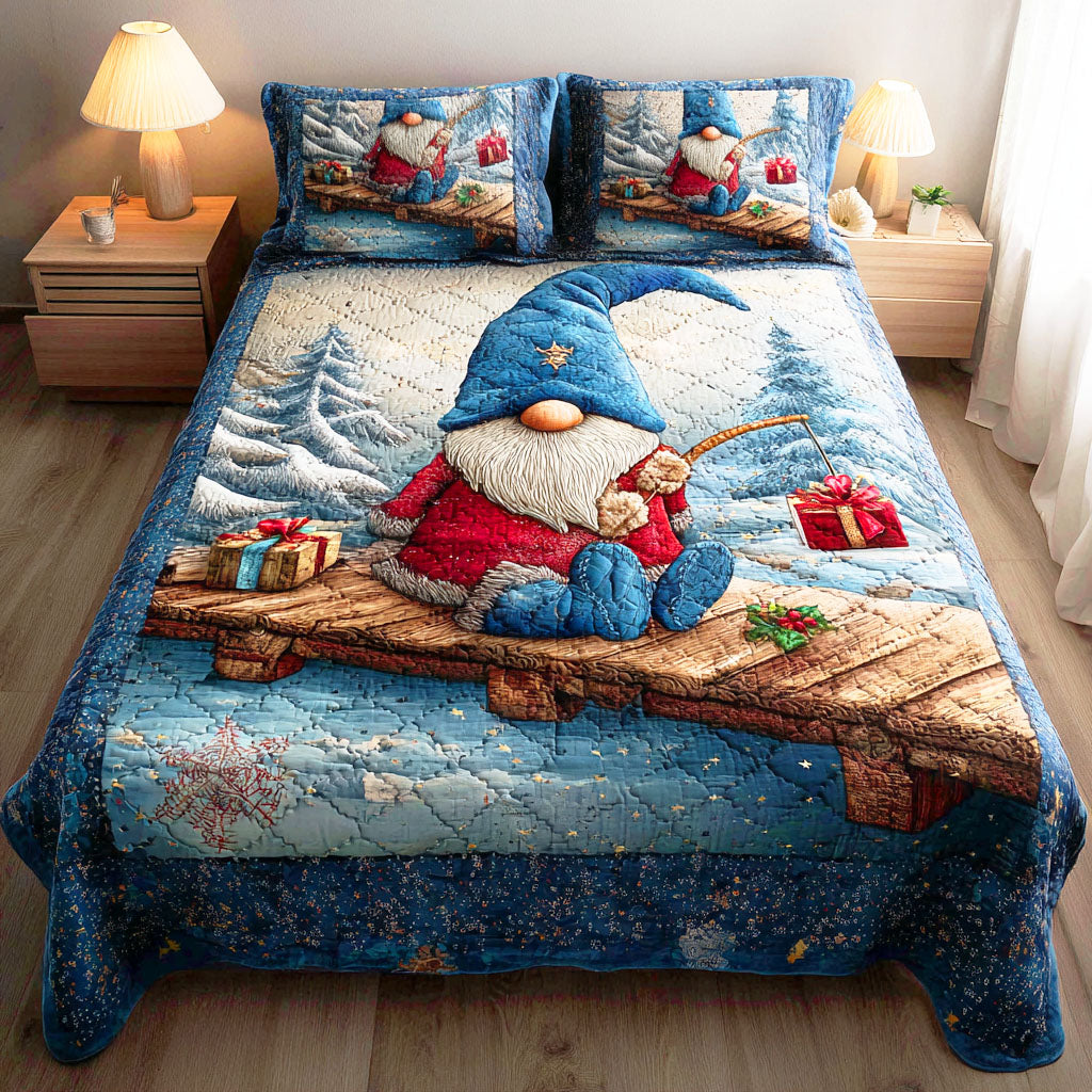 Snowlight Gnome Dreams Quilted Bedding Set Best Holiday Duvet Covers Christmas Ideas For Family