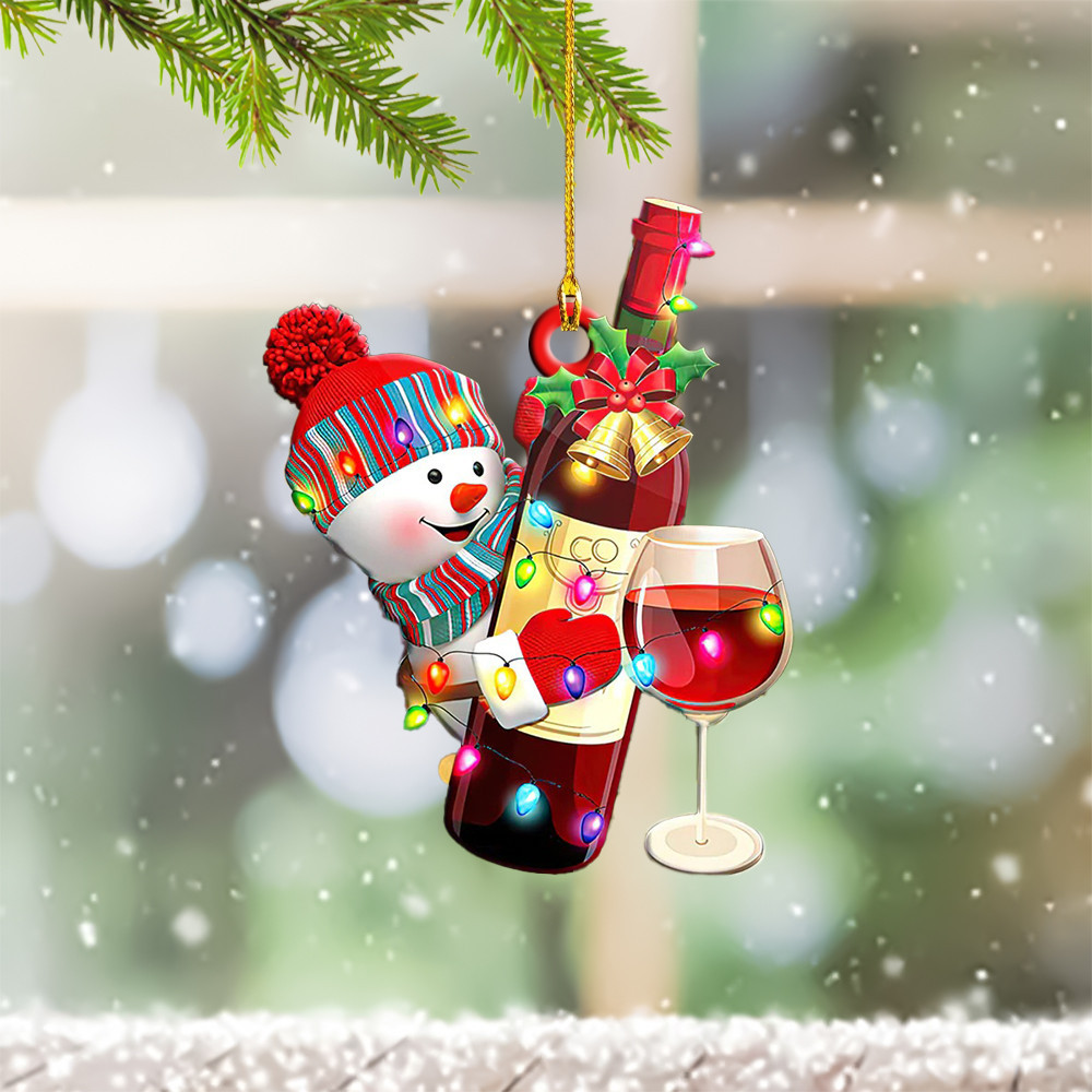Snowman And Wine Ornament Christmas Tree Decorations Ideas 2024 Gifts For Wine Drinker