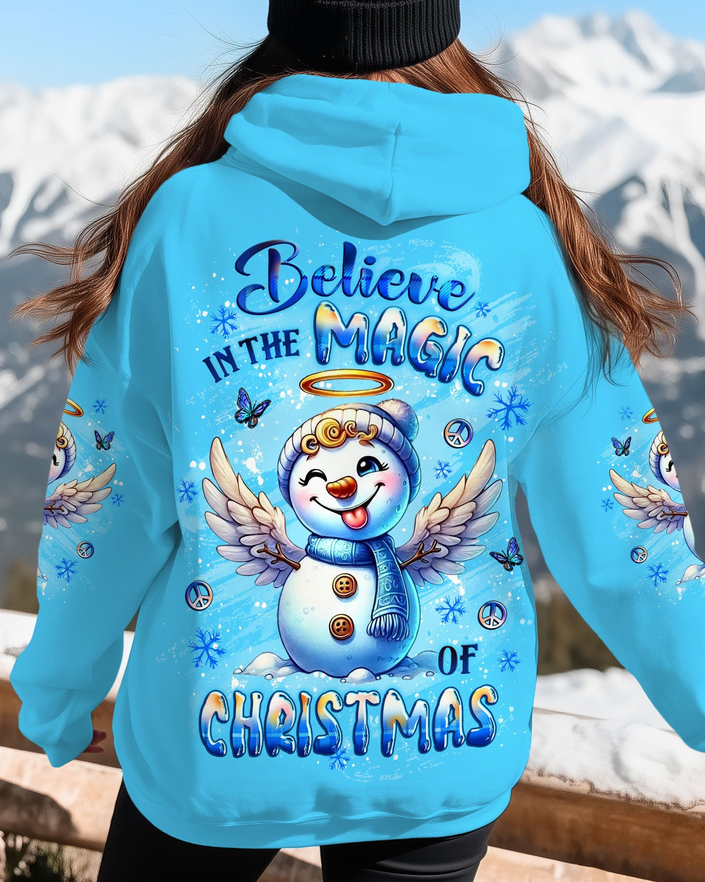 Snowman Believe In The Magic Of Christmas Hoodie Positive Xmas Clothing Xmas Gifts