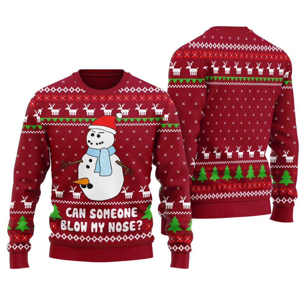 Snowman Blow My Nose Offensive Ugly Xmas Sweater Perfect Merch Gift for the Christmas Season