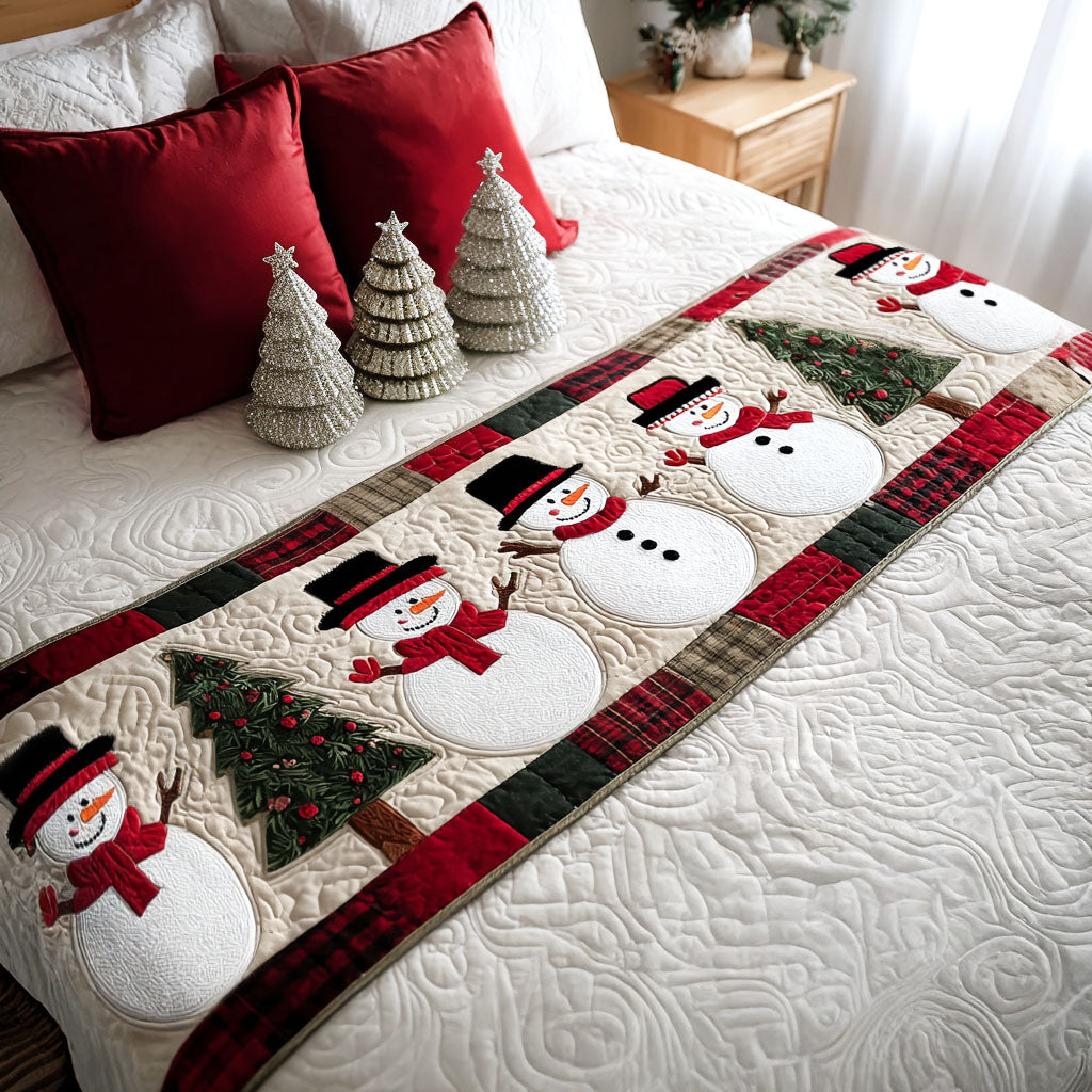 Snowman Cheer Quilted Bed Runner Christmas Bedding Ideas Xmas Gifts