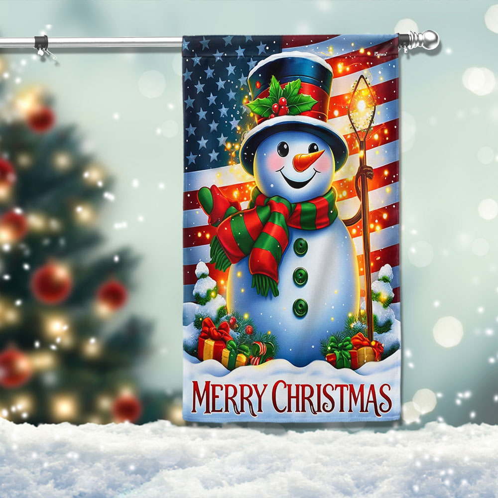 Snowman Christmas American Flag Patriotic Holiday Gift Decor