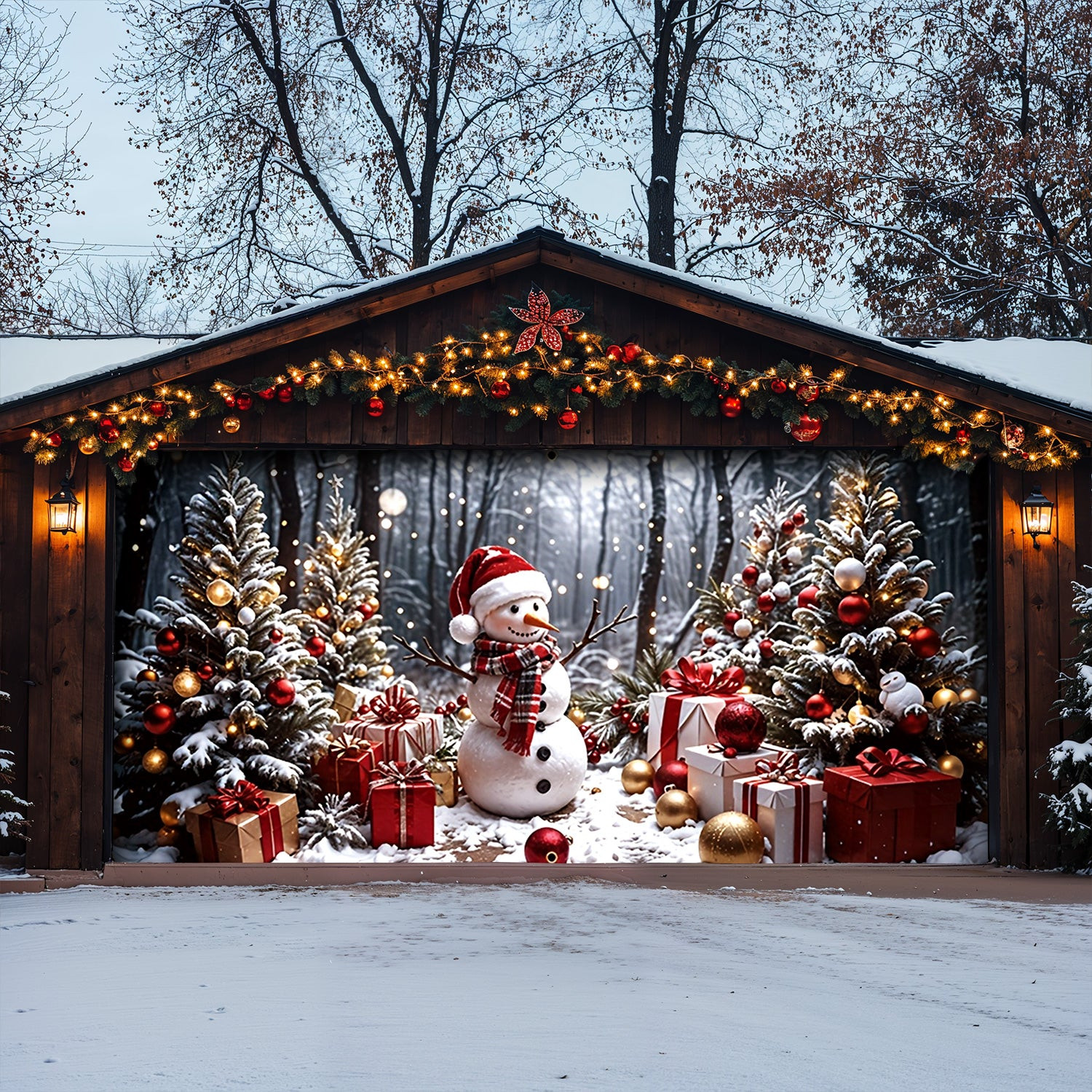 Snowman Christmas Garage Door Banner Xmas Garage Door Covers Holiday Decor Xmas Gifts