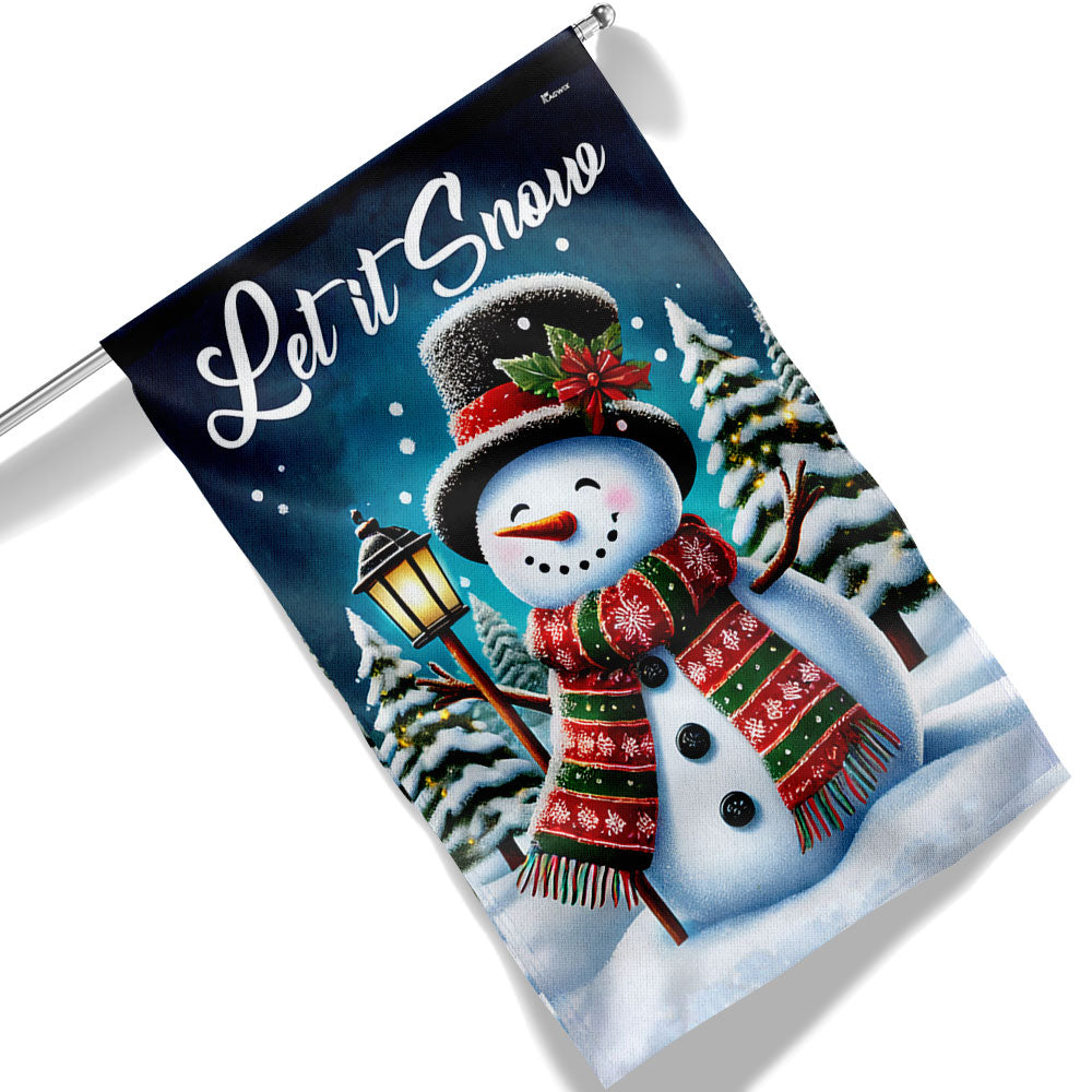 Snowman Christmas Let It Snow Flag