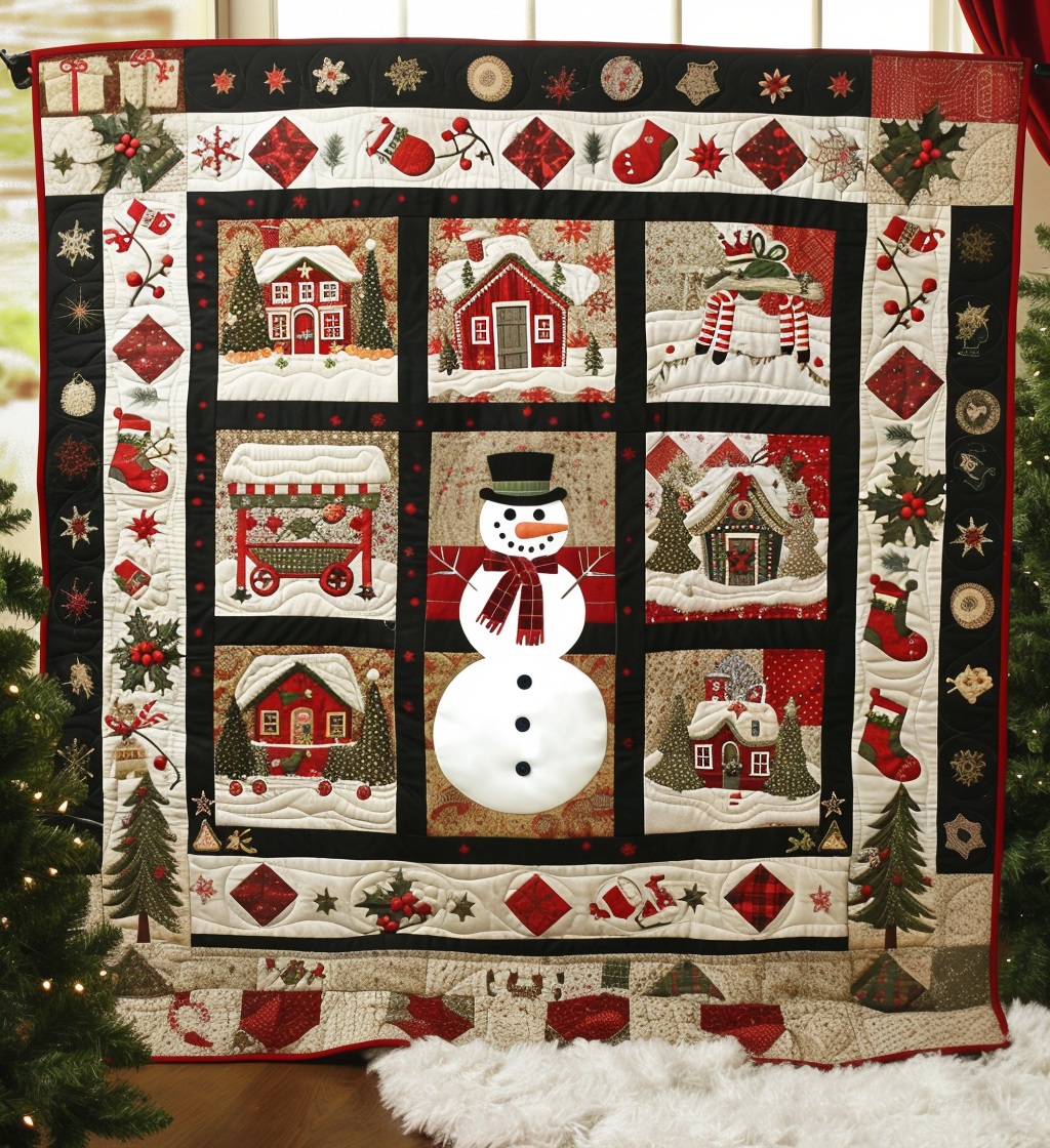 Snowman Christmas Quilted Blanket Mother In Law Christmas Gift