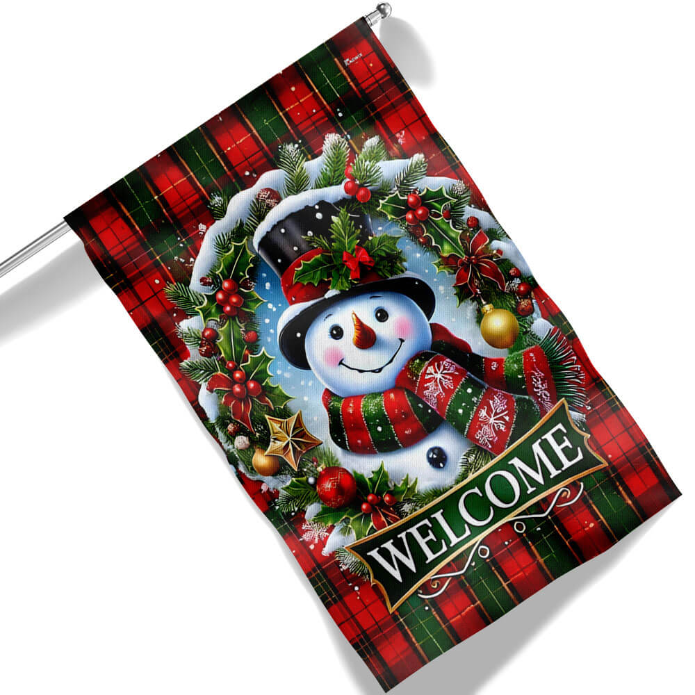 Snowman Christmas Welcome Holiday Winter Flag