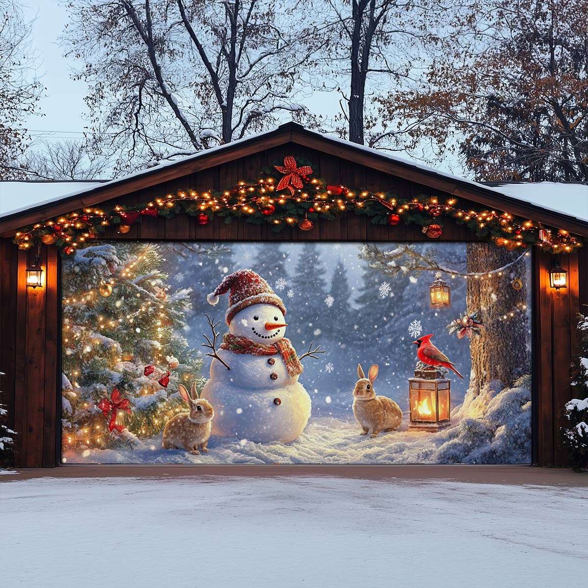 Snowman Eve Magic Christmas Garage Door Banner Winter Decor Christmas Ideas