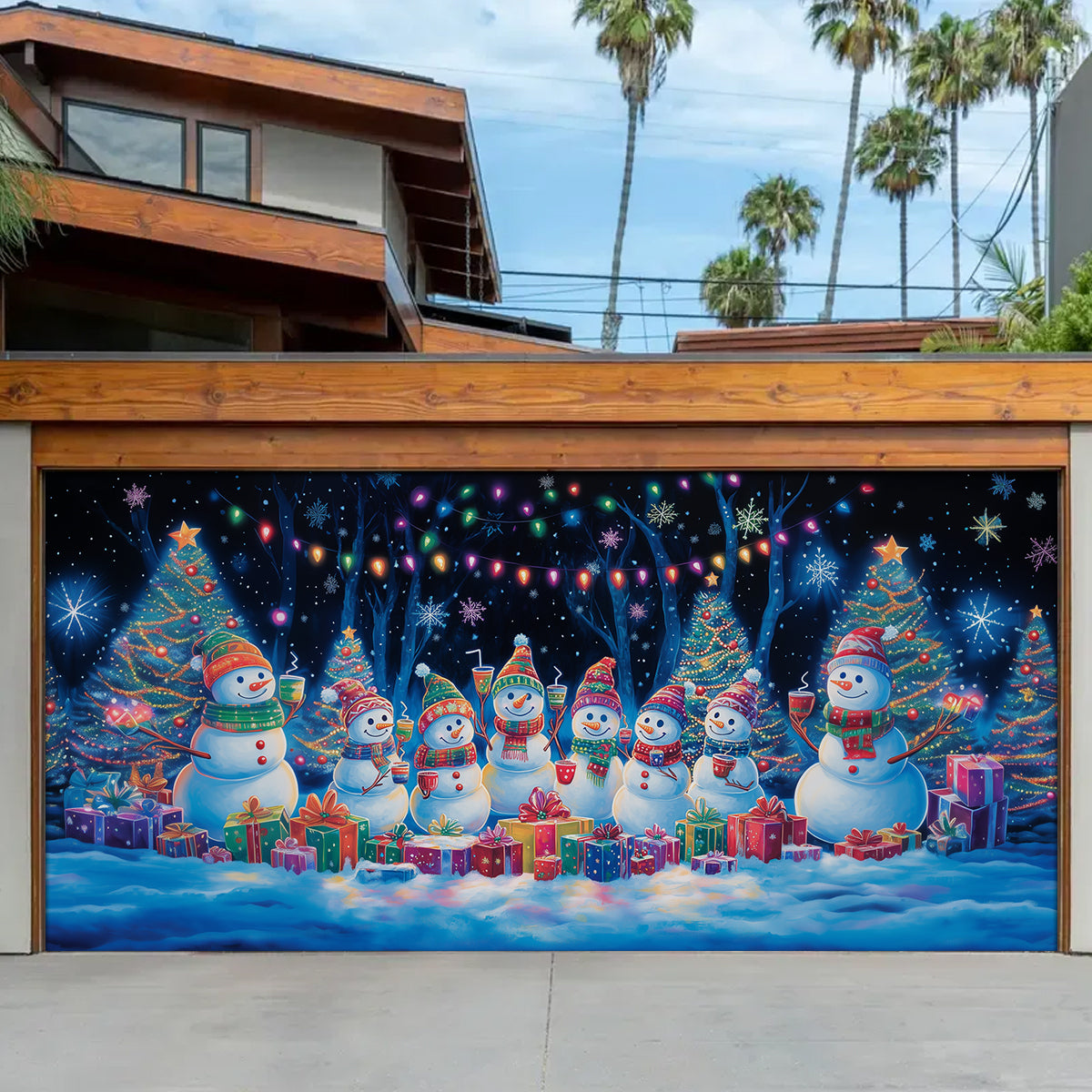 Snowman Family Christmas Garage Door Banner Holiday Decor Christmas Gifts For Snowman Lovers