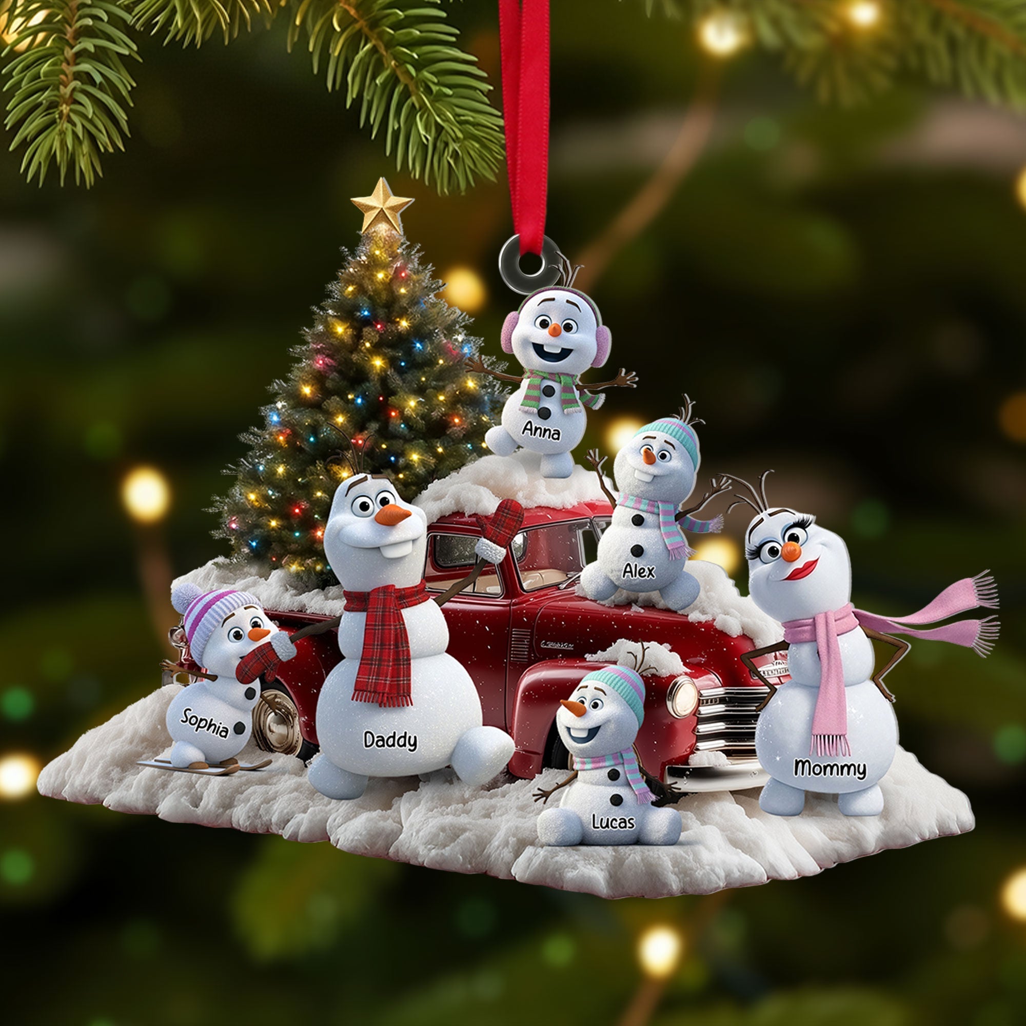 Snowman Family Ornament - Personalized Gifts For Family - Xmas Home Decoration Gift
