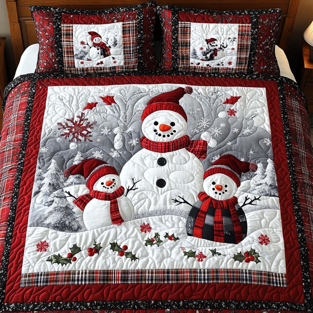 Snowman Family Quilted Bedding Set Best Holiday Duvet Covers Christmas Present Ideas