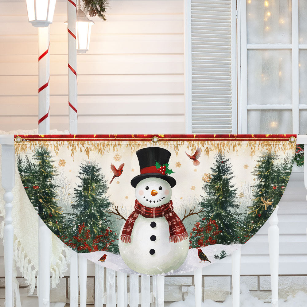 Snowman Festive Winter Holiday Christmas Non Pleated Fan Flag