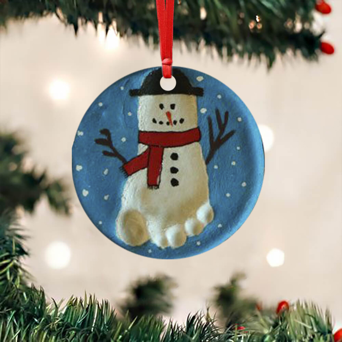 Snowman Fingerprint Ornament Christmas Tree Decorations 2024