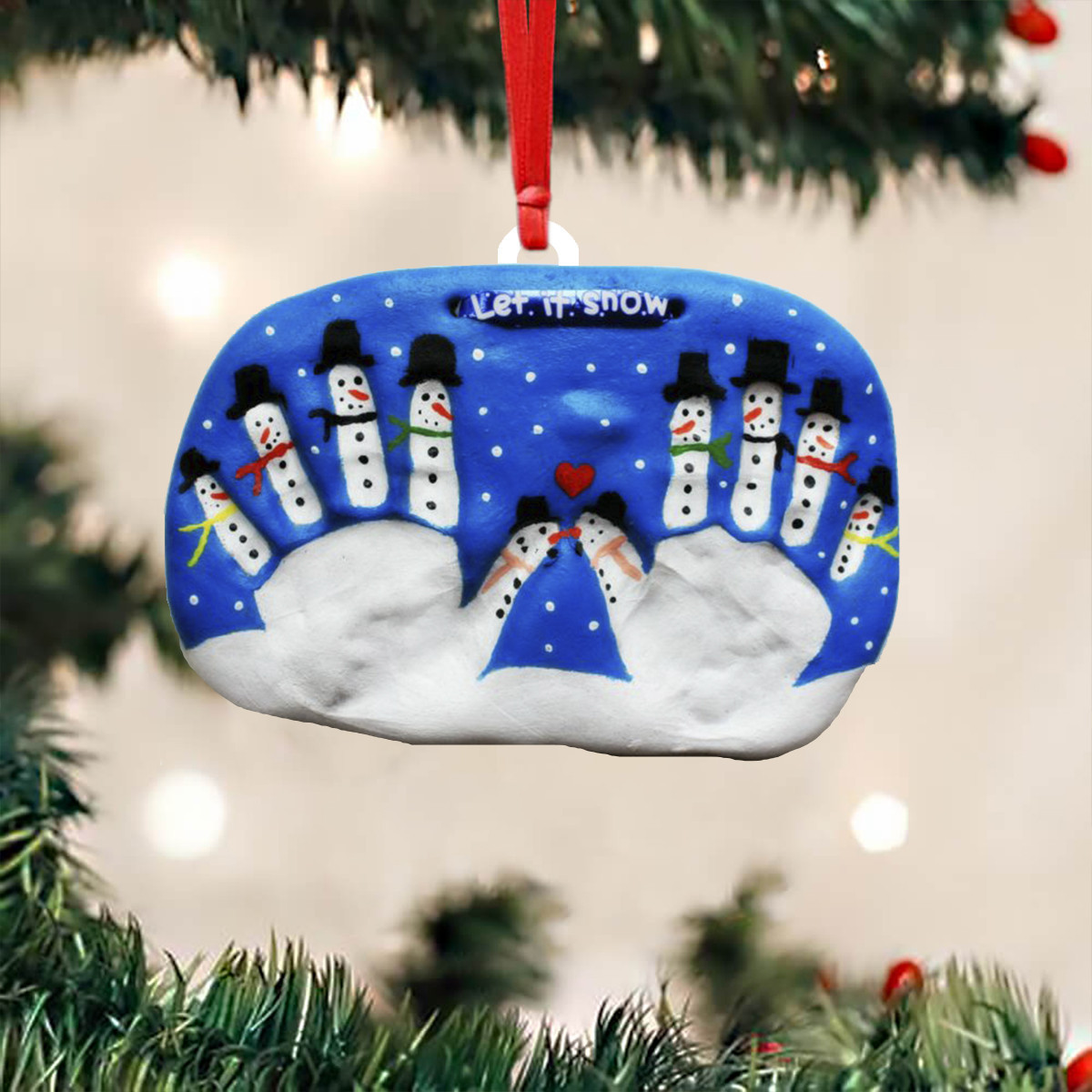 Snowman Fingerprint Ornament Handprint Snowman Christmas Ornament