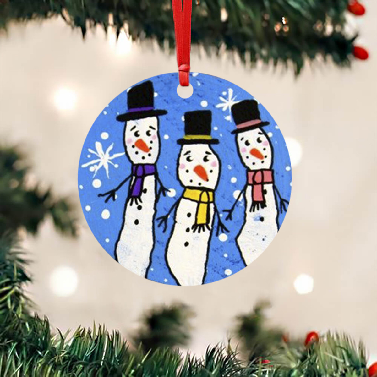 Snowman Fingerprint Ornament Snowman Christmas Ornament Hanging Tree