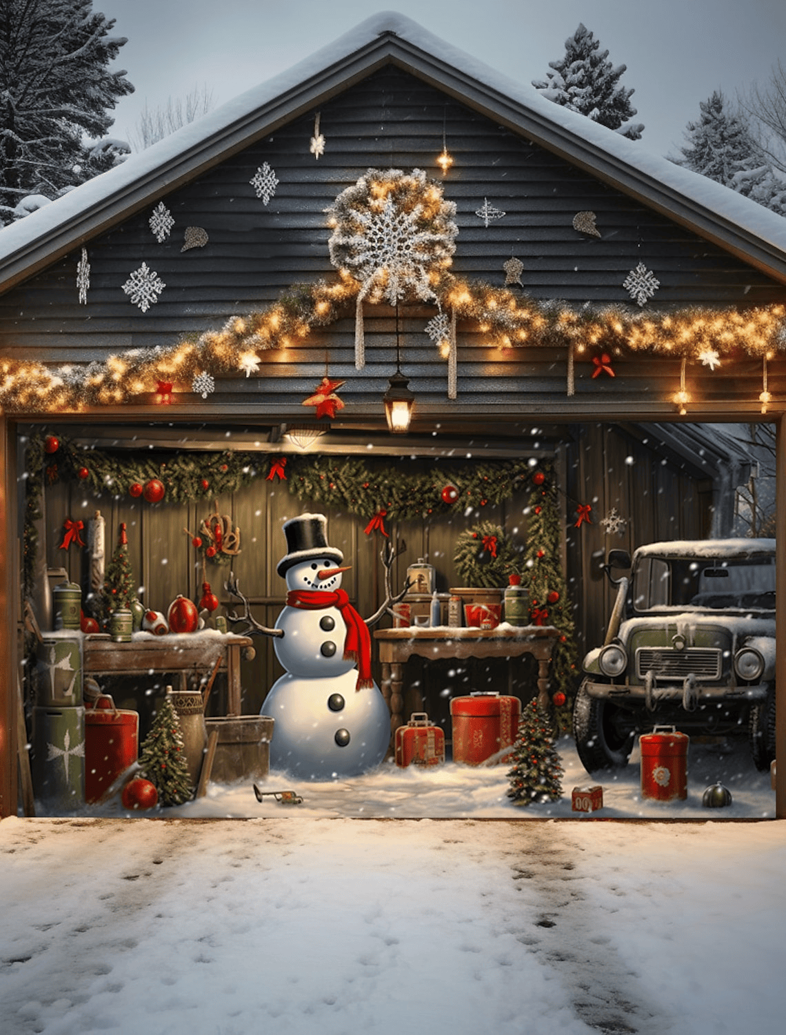 Snowman Garage Door Cover Christmas Cover For Garage Door Holiday Home Wall Decorations
