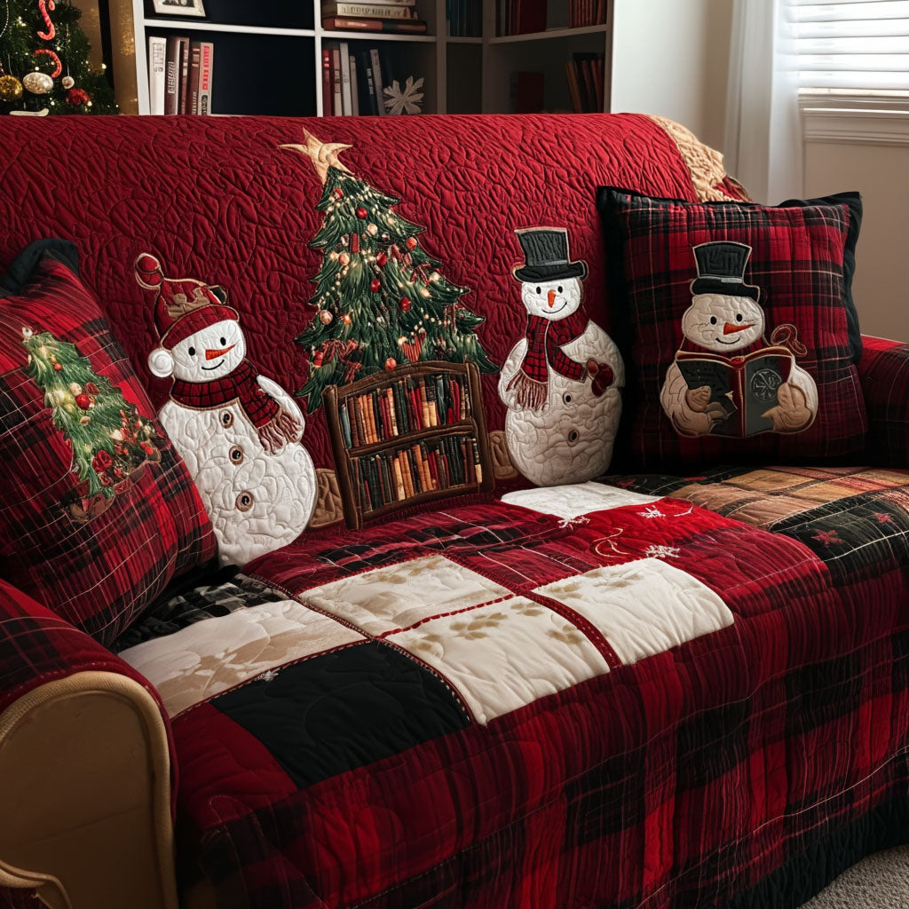 Snowman Harmony Quilted Sofa Cover Holiday Living Christmas Decor Xmas Presents For Dog Owners
