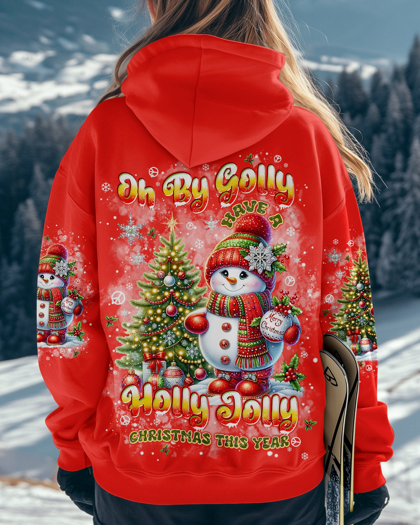 Snowman Have A Holly Jolly Christmas Hoodie Cozy Xmas Pullover Peace Related Gifts