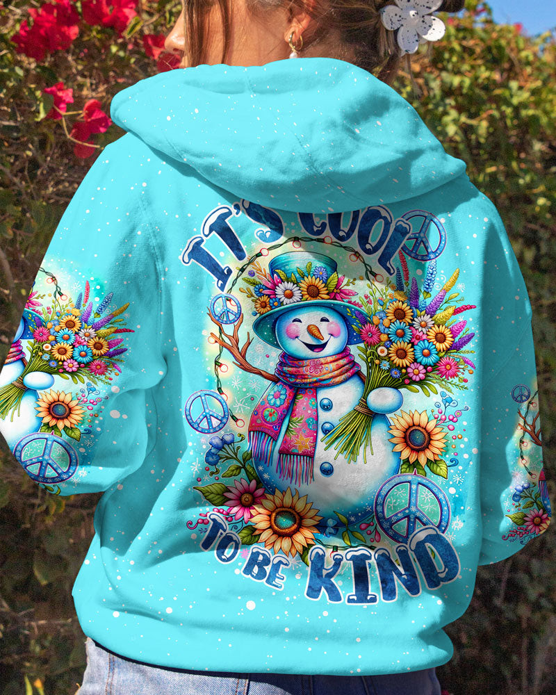Snowman It's Cool To Be Kind Christmas Hoodie Snowman Flower Xmas Gifts For Flower Lovers