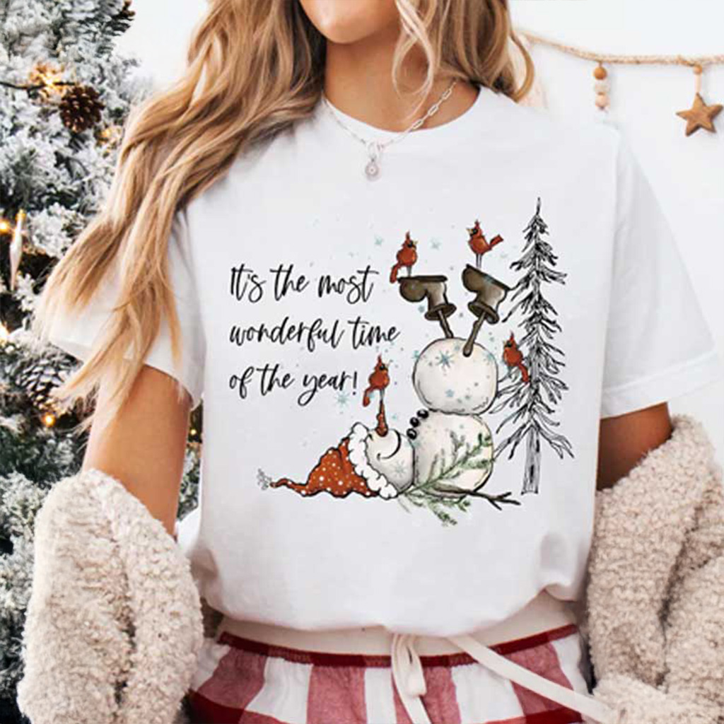 Snowman It's The Most Wonderful Time Of The Year Christmas T-Shirt Xmas Gifts For Sister