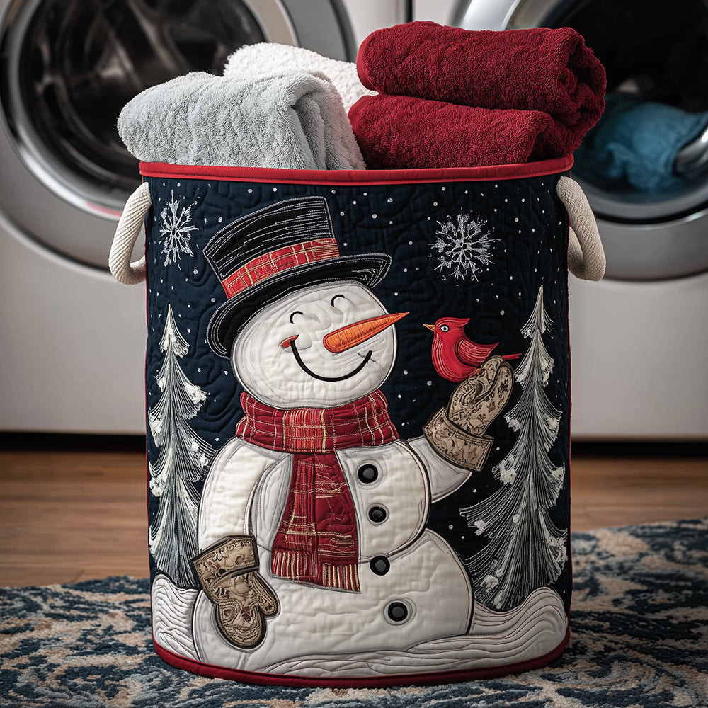 Snowman Joy Carrier Quilted Laundry Basket Mother's Day Merch Gift