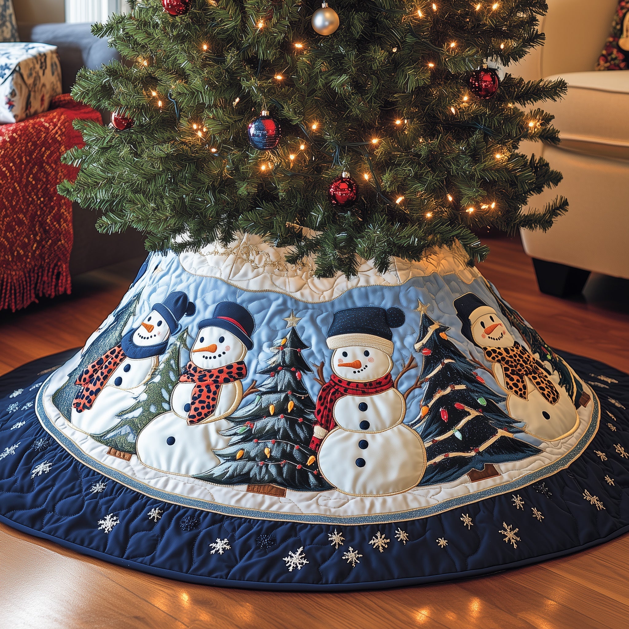 Snowman Lane Quilted Tree Skirt Best Gift Merch For Him