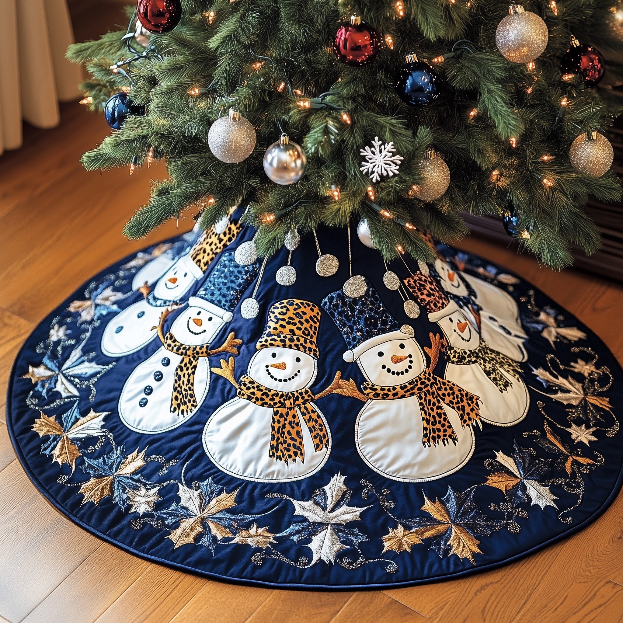 Snowman Lane Quilted Tree Skirt Thoughtful Gift Merch For Dad