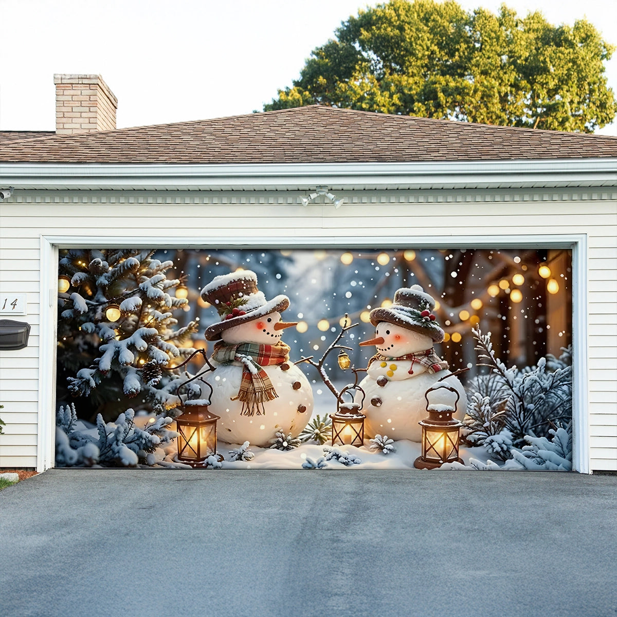 Snowman Lantern Christmas Garage Door Banner Christmas Home Decor Best Gift For Xmas