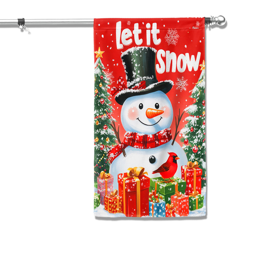 Snowman Let It Snow Christmas Flag