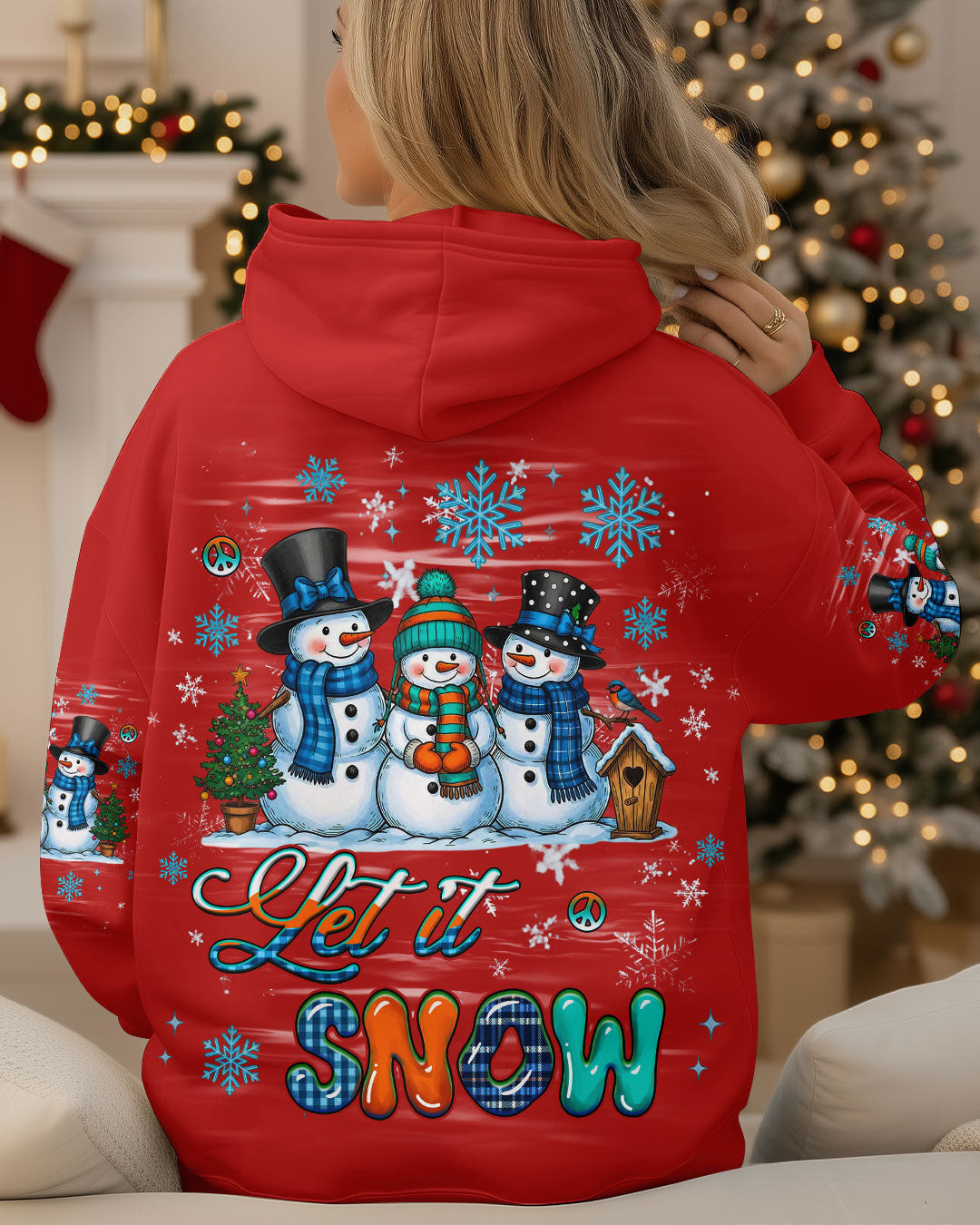 Snowman Let It Snow Christmas Hoodie Lovely Xmas Clothing Gifts For Family Members