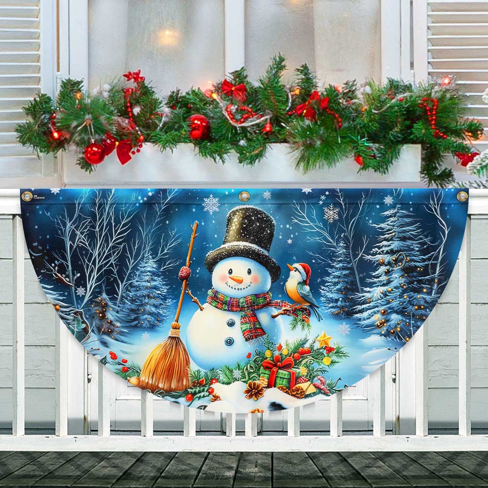 Snowman Let It Snow Christmas Non Pleated Fan Flag