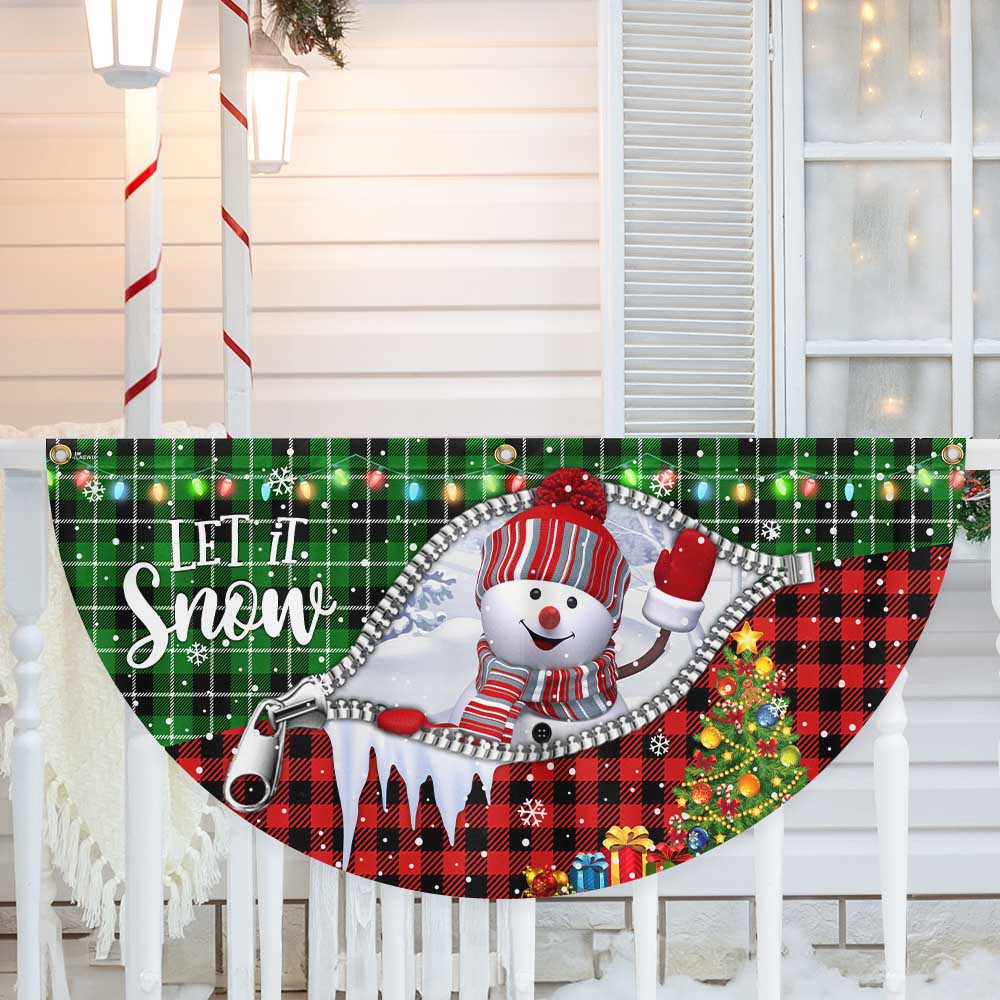 Snowman Let It Snow Merry Christmas Non Pleated Fan Flag