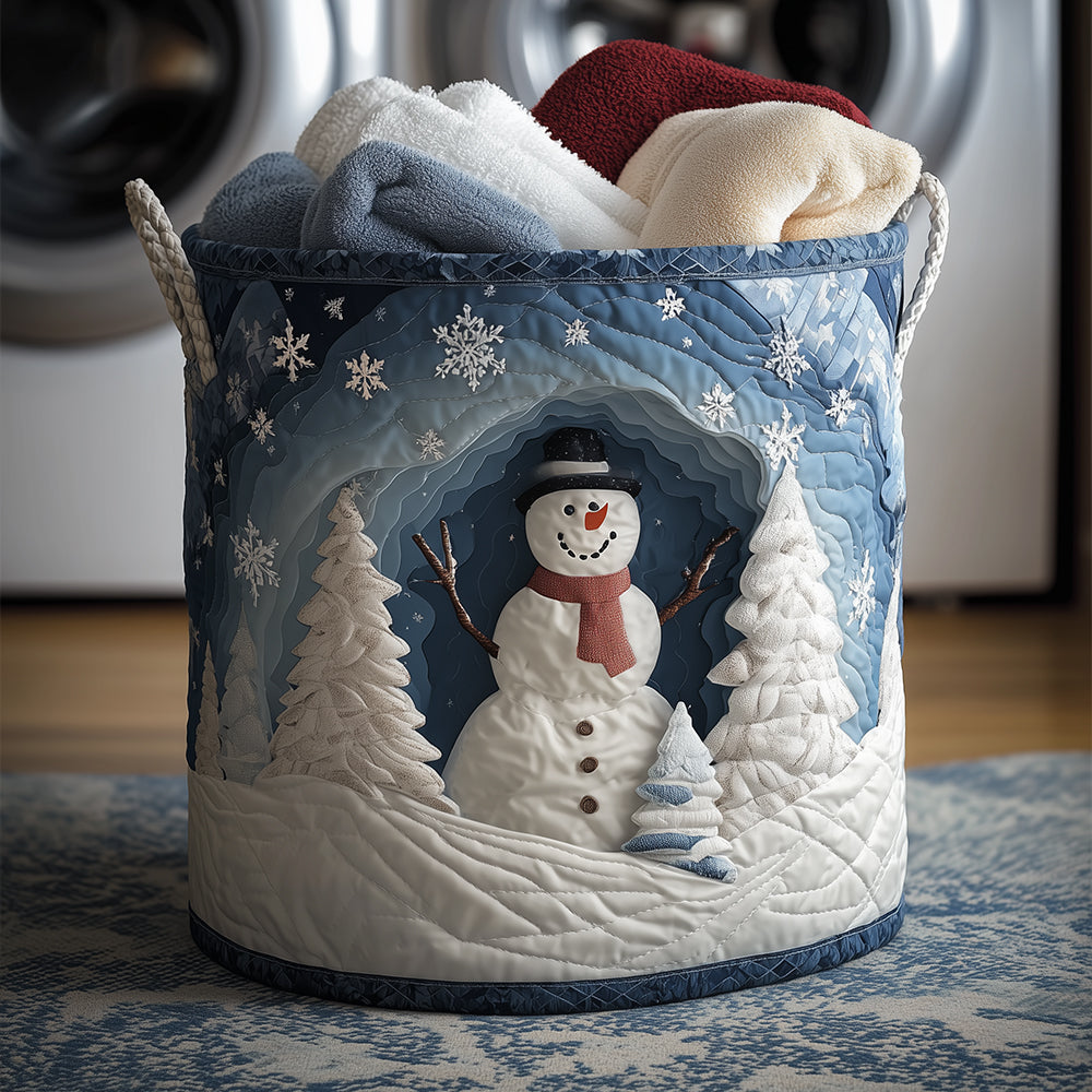 Snowman Magic Quilted Laundry Basket Holiday Season Merch