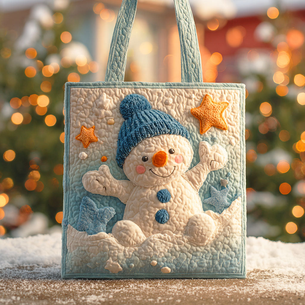 Snowman Magic Quilted Tote Bag Christmas Gifts For Grandparents