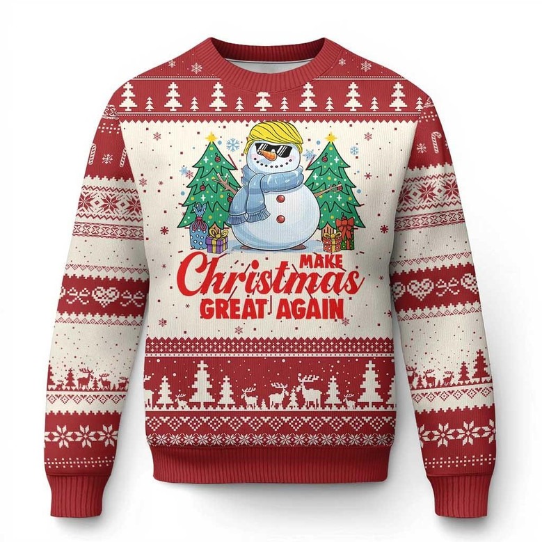 Snowman Make Christmas Great Again  Ugly Christmas Jumper Funny Clothes Trump Supporter Gifts