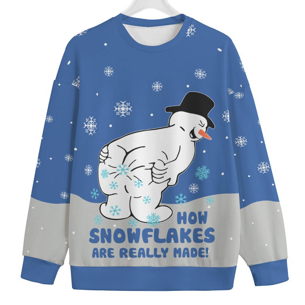 Snowman Making Snowflakes Mens Big And Tall Christmas Sweater Holiday Gift Merch That Everyone Will Adore
