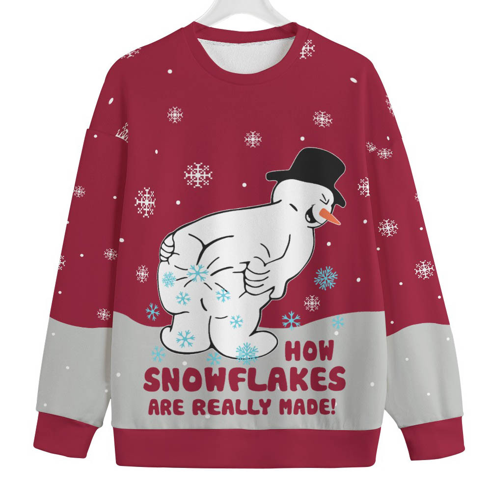 Snowman Making Snowflakes Womens Plus Ugly Christmas Sweater Perfect Merch Gift for the Christmas Season