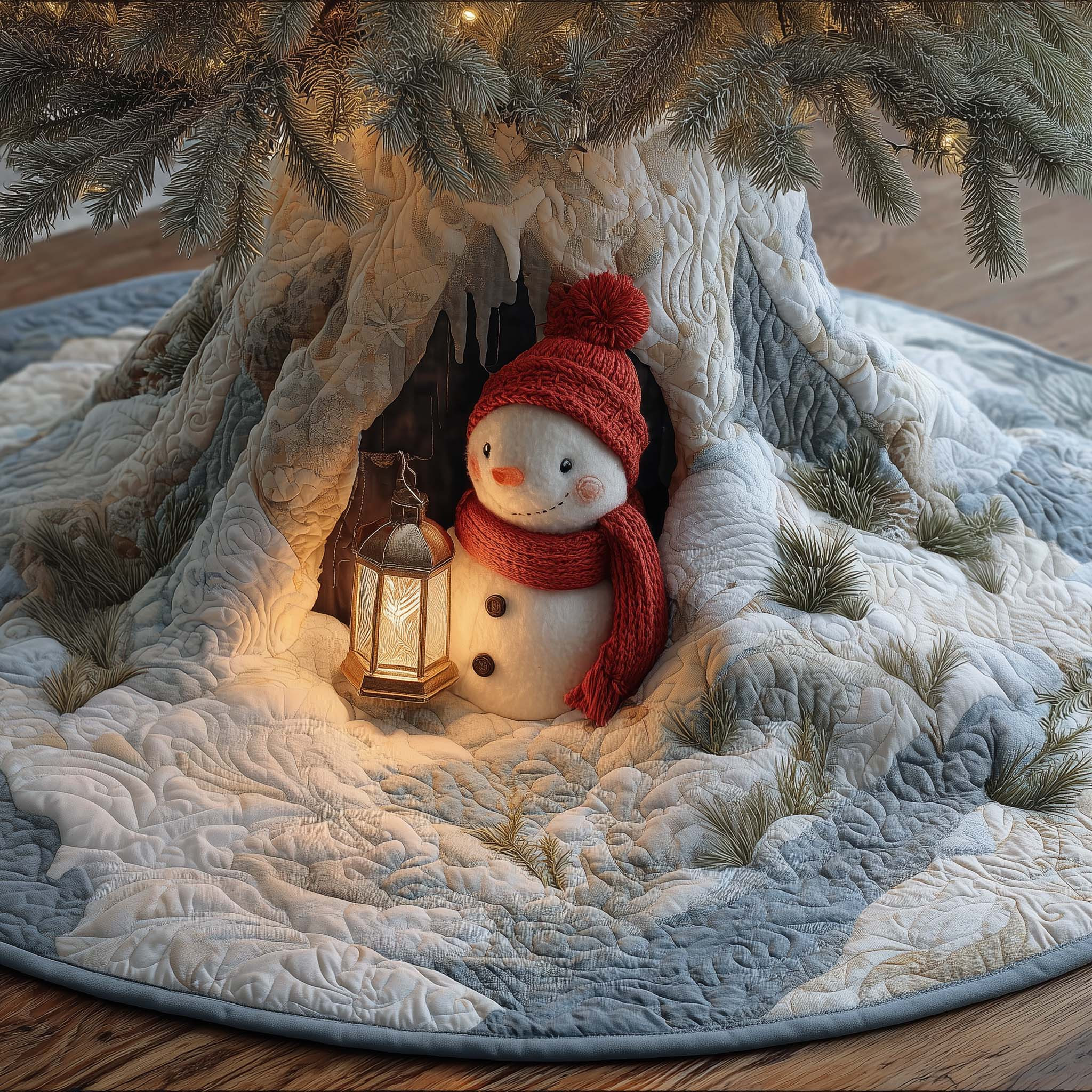 Snowman Merry Christmas Quilted Tree Skirt Xmas Decor Tree Surround Snowman Based Gifts
