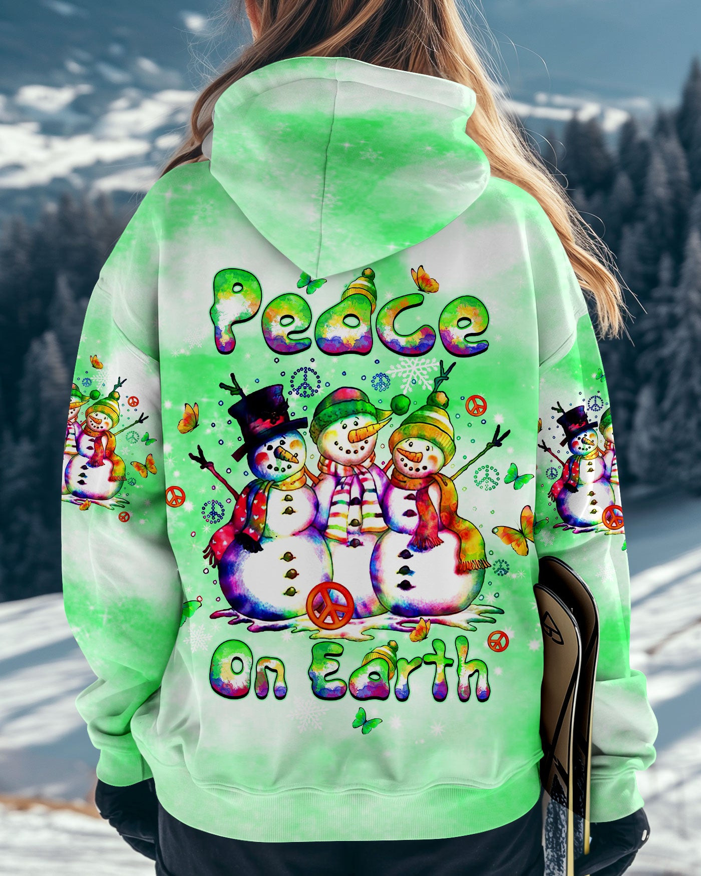 Snowman Peace On Earth Christmas Hoodie Cute Snowman Pullover Christmas Gifts For Mom
