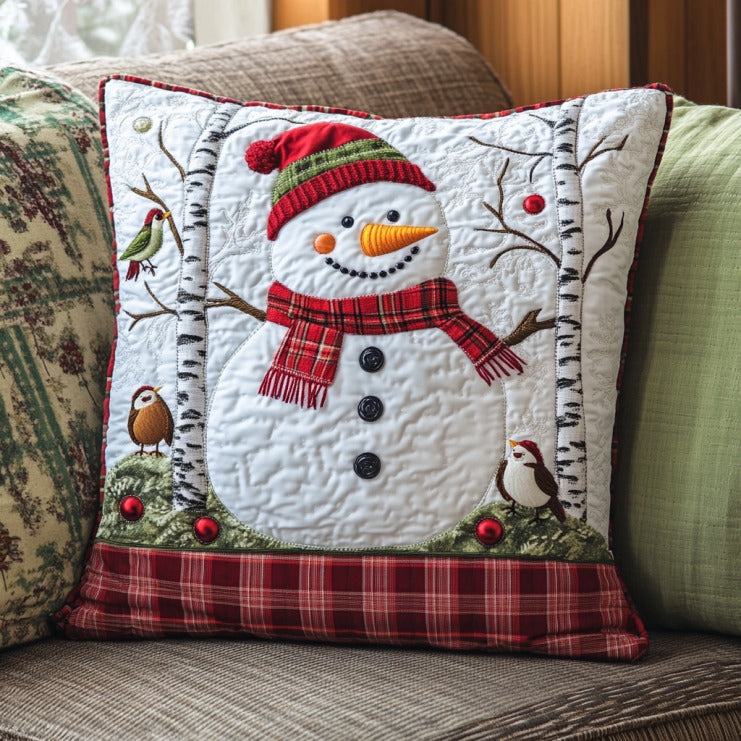 Snowman Quilt Pillow Case Beautiful Satin Pillowcase Gift for Her