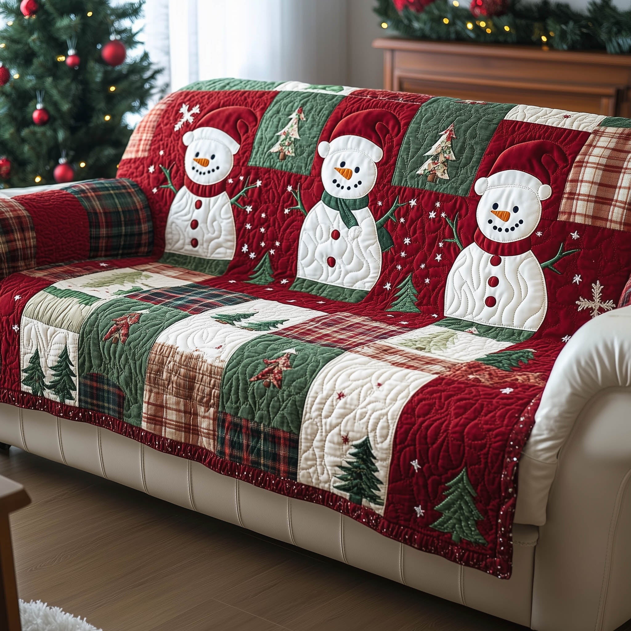 Snowman Quilted Sofa Cover Snowman Design Sofa Perfect Gifts For Christmas Holiday