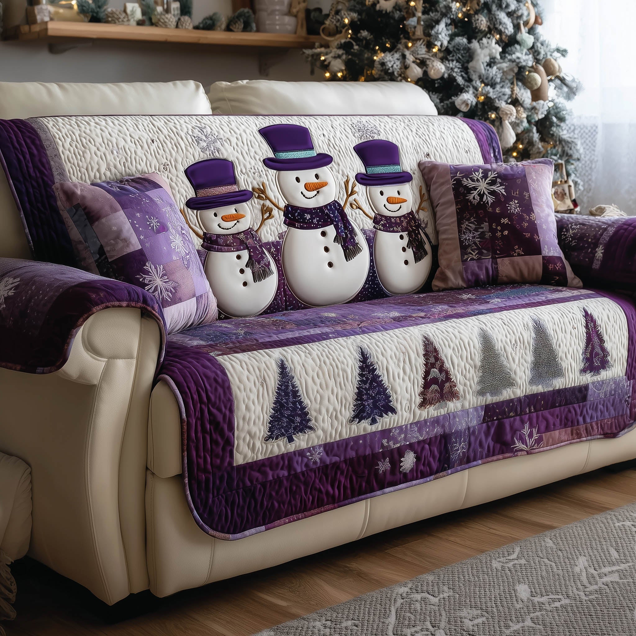 Snowman Quilted Sofa Cover Snowman Sofa Throw Charming Look Perfect Gifts For Christmas Holiday