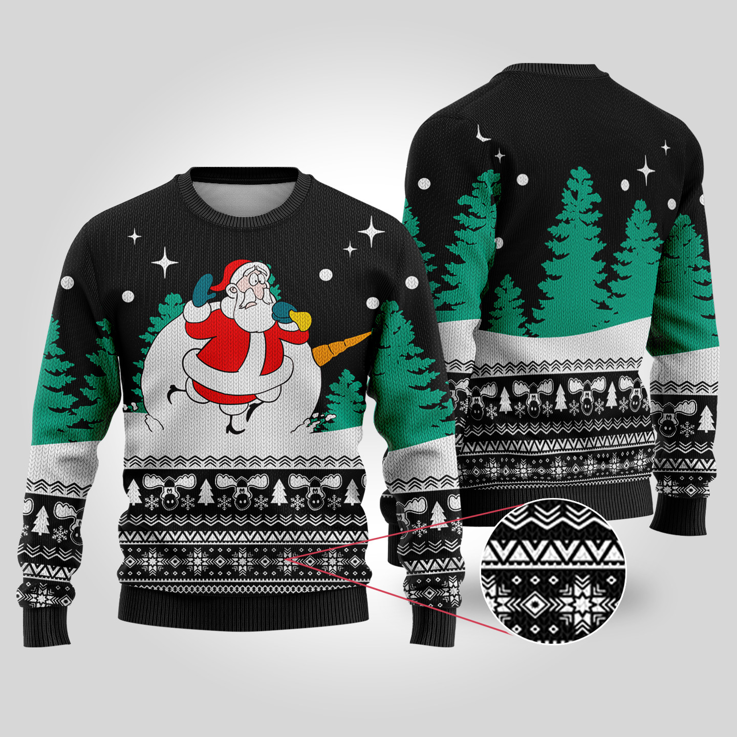 Snowman Scrolling Santa National Lampoons Christmas Vacation Black Sweater Seasonal Gift Merch for Cozy Christmas Vibes