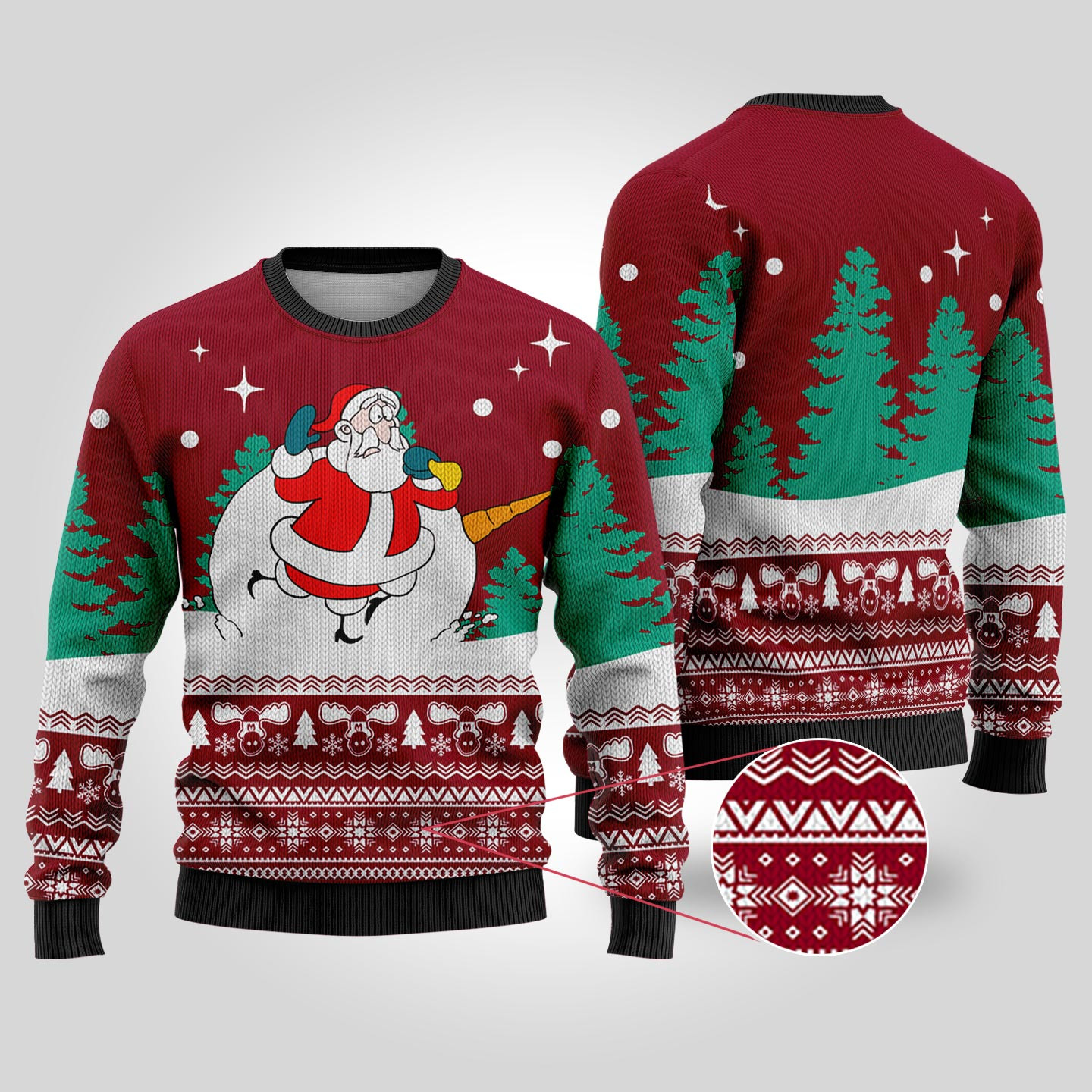 Snowman Scrolling Santa National Lampoons Christmas Vacation Cardinal Red Sweater Funny Xmas Sweater for Ugly Sweater Parties