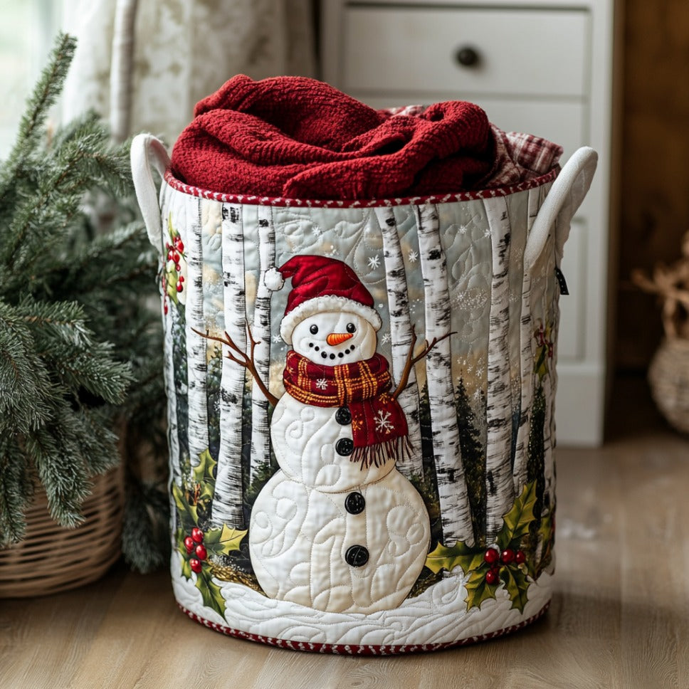 Snowman Snowy Joy Quilted Laundry Basket Perfect Gift For Apartment Living