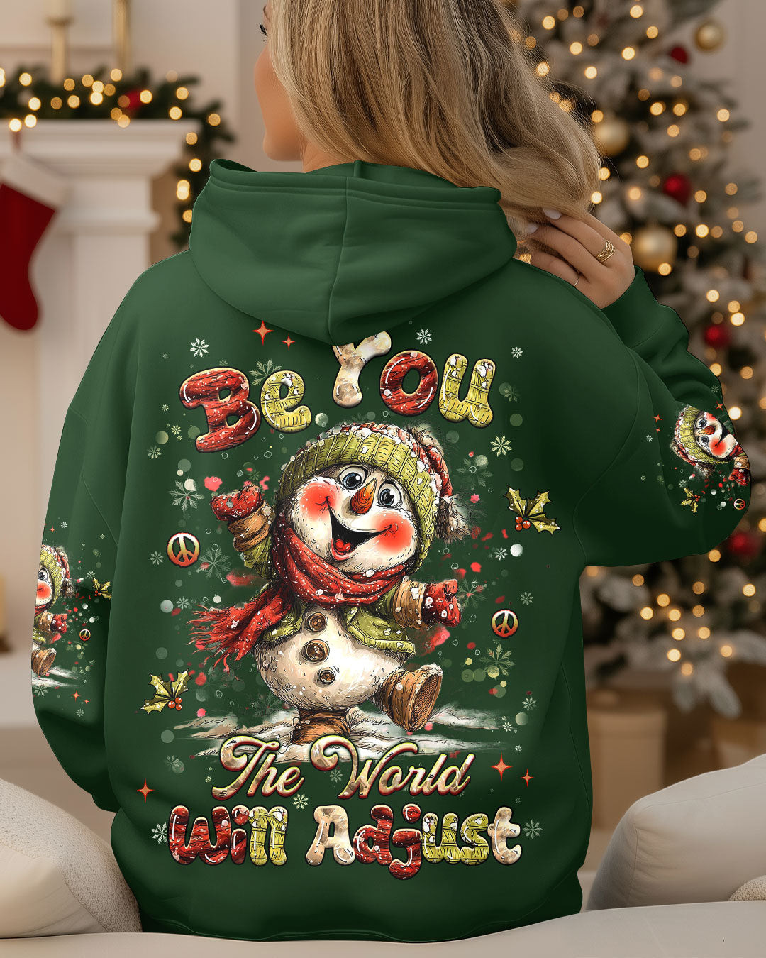 Snowman The World Will Adjust Christmas Hoodie Lovely Winter Outfit Xmas Gifts For Her