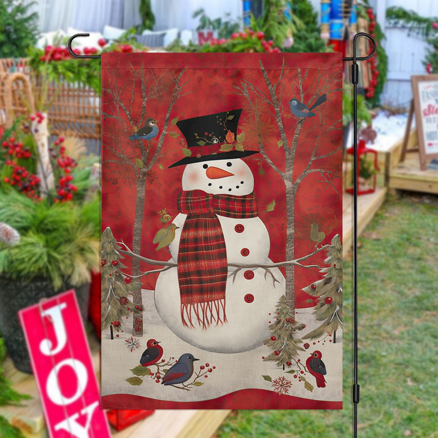 Snowman Wearing Noel Hat Xmas Garden Flag Christmas Decor Gift For Snowman Lovers