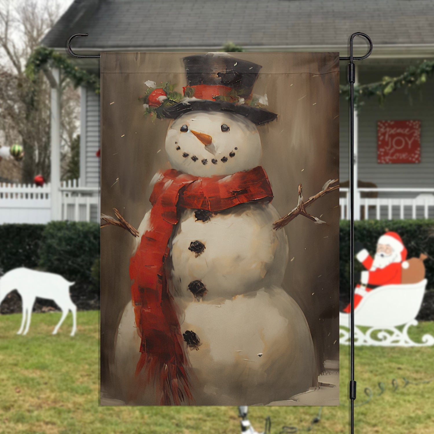 Snowman Wearing Noel Scarf And Hat Xmas Garden Flag Christmas Flag Gift Snowman Lovers