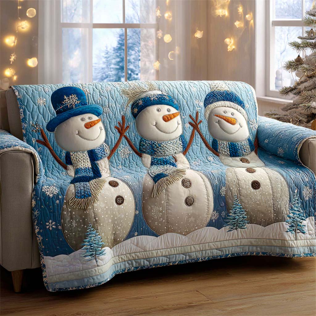 Snowman Winter Whispers Quilted Sofa Cover Holiday Couch Covers Best Gifts For Mother In Law